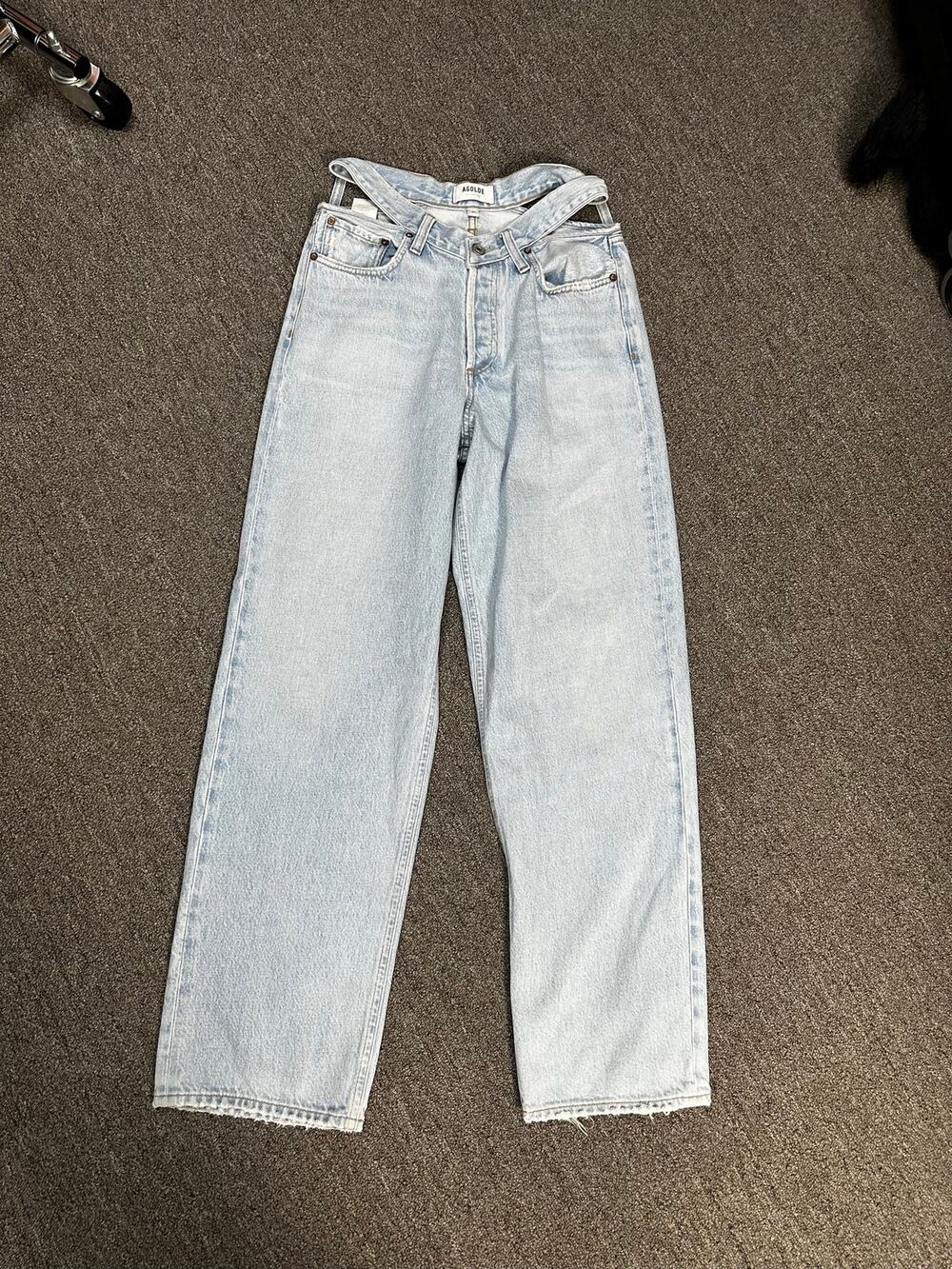 283-AGOLDE Double Waistband Cutout Straight Jeans Focus Light Wash Sample 27